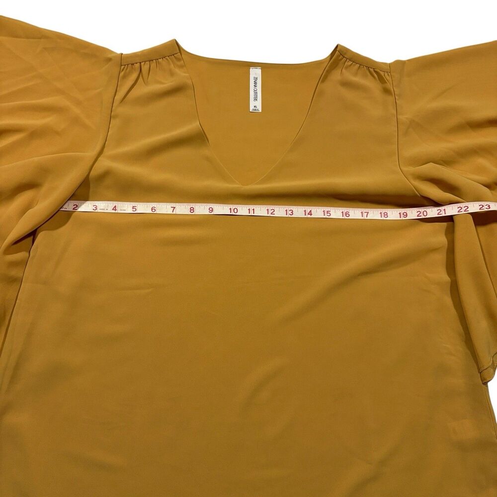 Zenana Outfitters Blouse XL Mustard Yellow Flutter Sleeve Lightweight  Women - Picture 8 of 9
